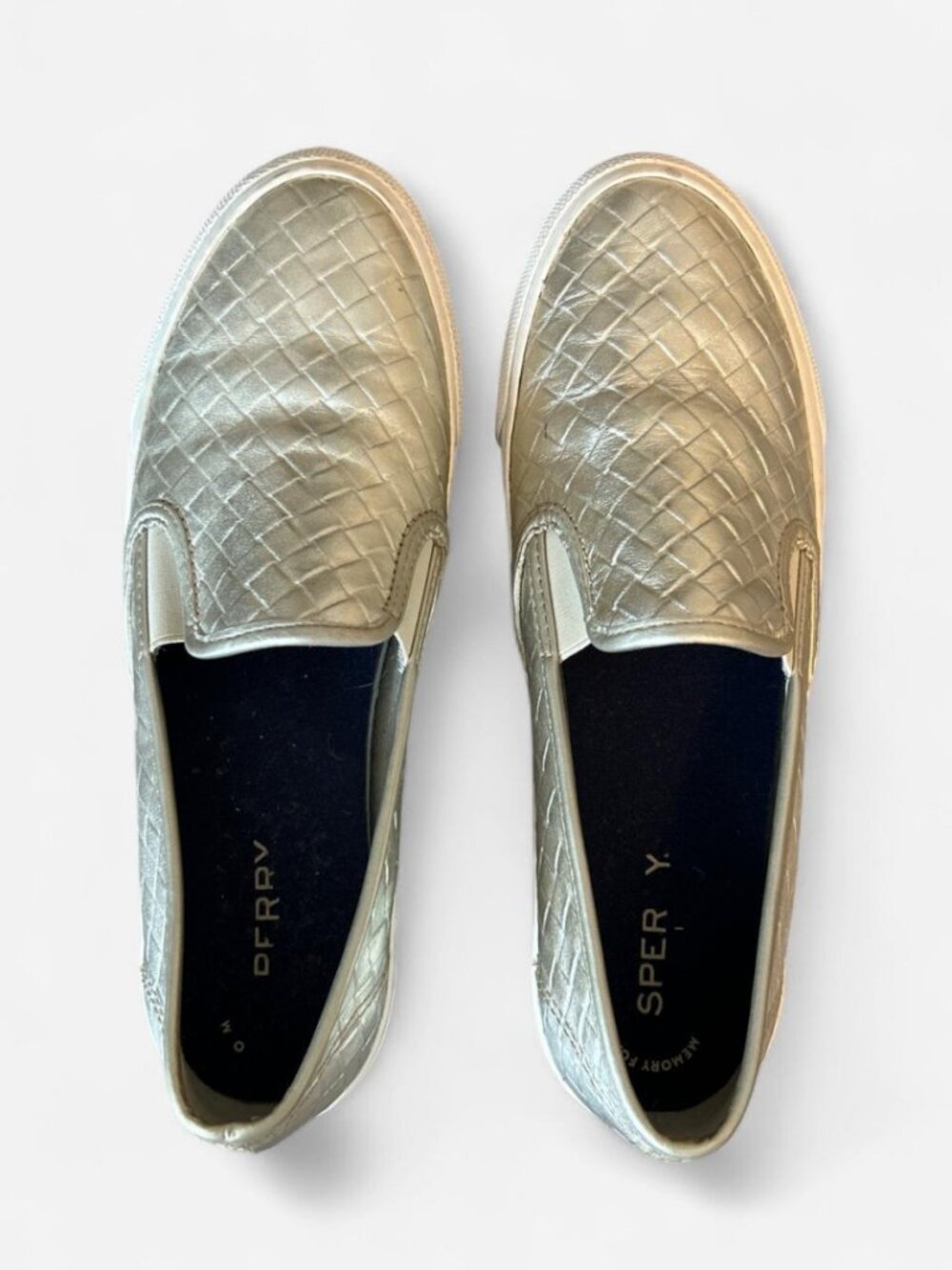Sperry Women's Gold and White Loafers